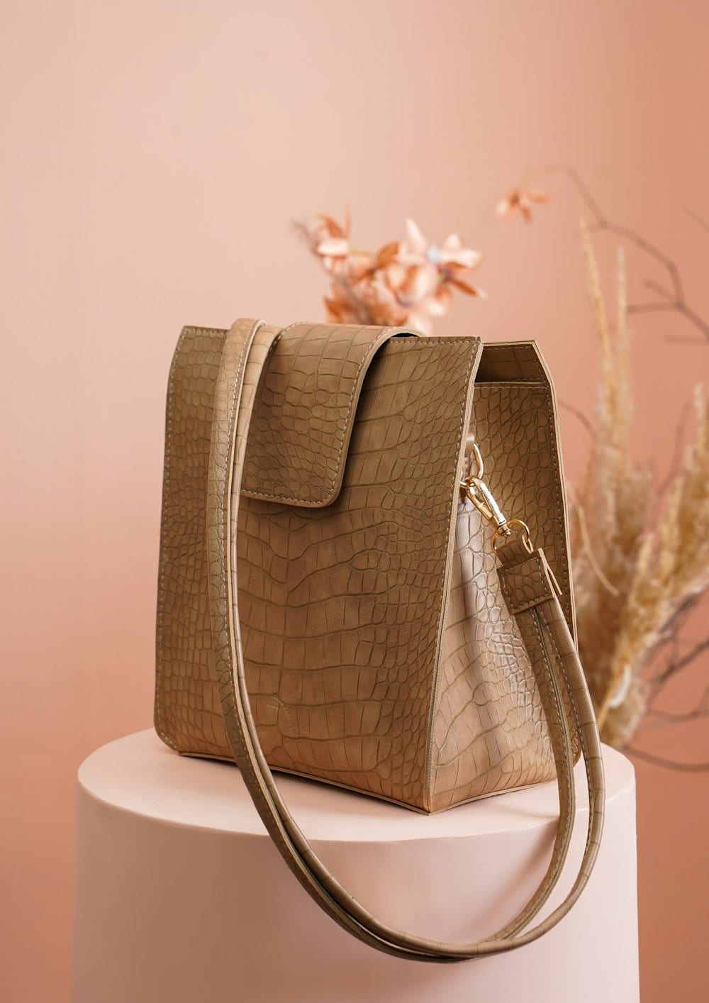 Bolsa Croco Caramelo